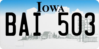 IA license plate BAI503