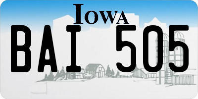 IA license plate BAI505