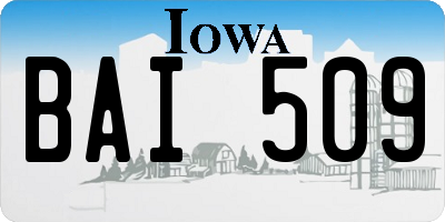 IA license plate BAI509