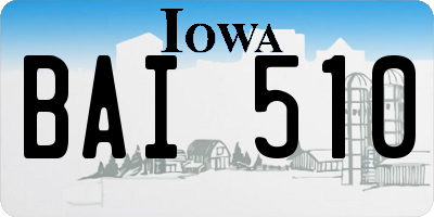 IA license plate BAI510