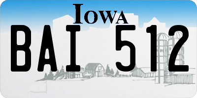 IA license plate BAI512