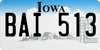 IA license plate BAI513