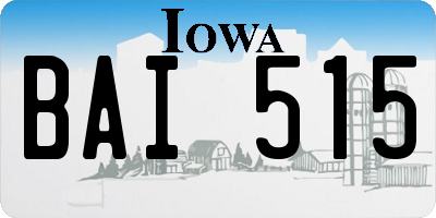 IA license plate BAI515