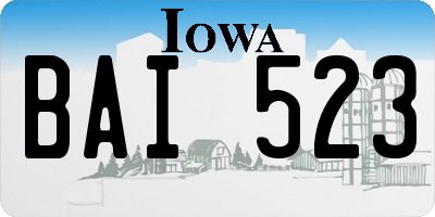 IA license plate BAI523