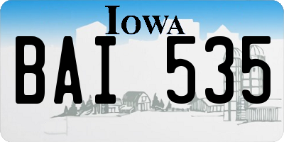 IA license plate BAI535