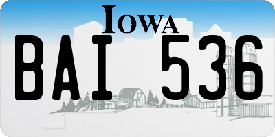IA license plate BAI536