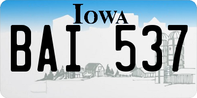 IA license plate BAI537