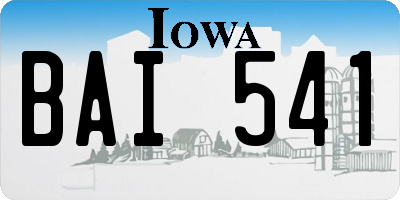 IA license plate BAI541