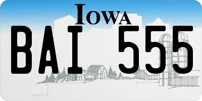 IA license plate BAI555