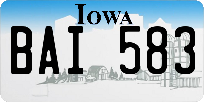 IA license plate BAI583