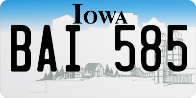 IA license plate BAI585