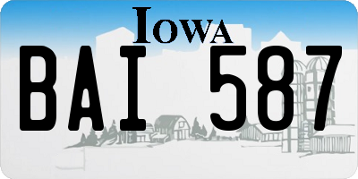 IA license plate BAI587