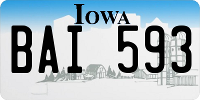 IA license plate BAI593
