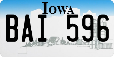 IA license plate BAI596
