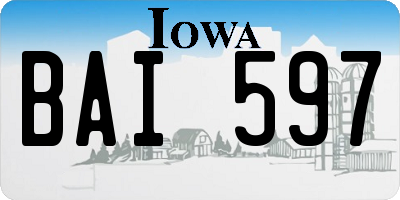 IA license plate BAI597