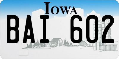 IA license plate BAI602