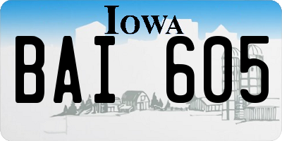 IA license plate BAI605