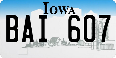 IA license plate BAI607