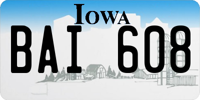 IA license plate BAI608