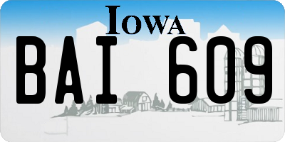IA license plate BAI609