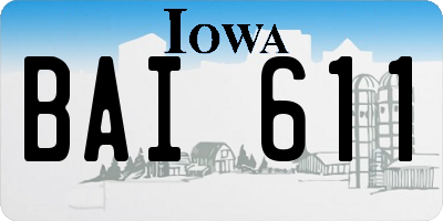 IA license plate BAI611