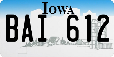 IA license plate BAI612