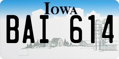 IA license plate BAI614