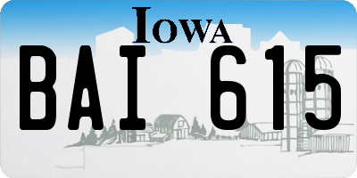 IA license plate BAI615