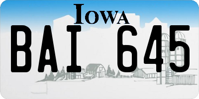 IA license plate BAI645