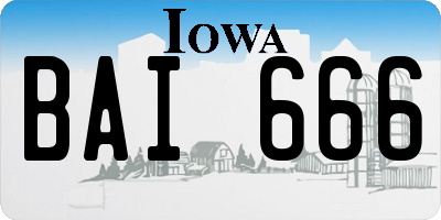 IA license plate BAI666
