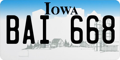 IA license plate BAI668