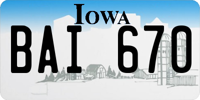 IA license plate BAI670