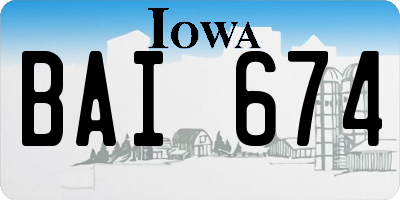 IA license plate BAI674