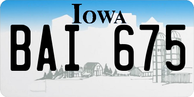 IA license plate BAI675