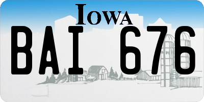 IA license plate BAI676