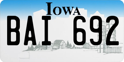 IA license plate BAI692