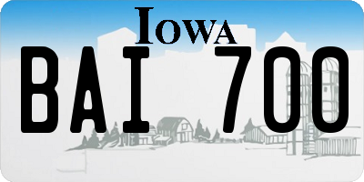 IA license plate BAI700