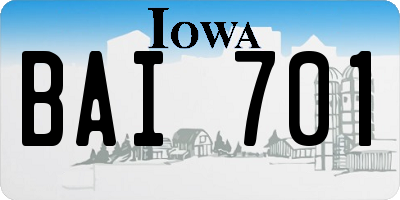 IA license plate BAI701