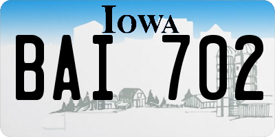 IA license plate BAI702