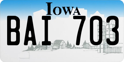 IA license plate BAI703