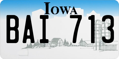 IA license plate BAI713