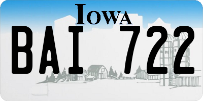 IA license plate BAI722