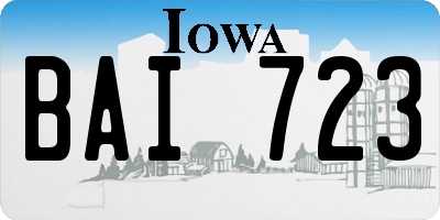 IA license plate BAI723