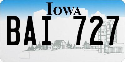 IA license plate BAI727