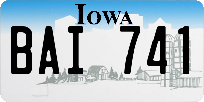 IA license plate BAI741