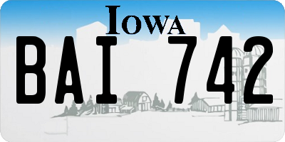 IA license plate BAI742