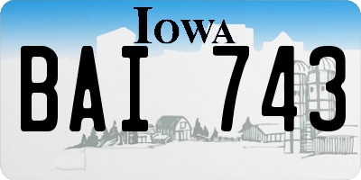 IA license plate BAI743