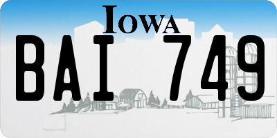 IA license plate BAI749