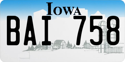 IA license plate BAI758