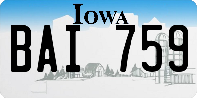 IA license plate BAI759